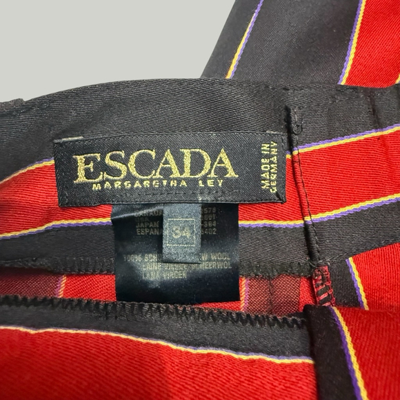 ESCADA by MARGARETHA LEY Pants Women Size 34 XS Blue Red Wool Vintage Trouser - Picture 12 of 16